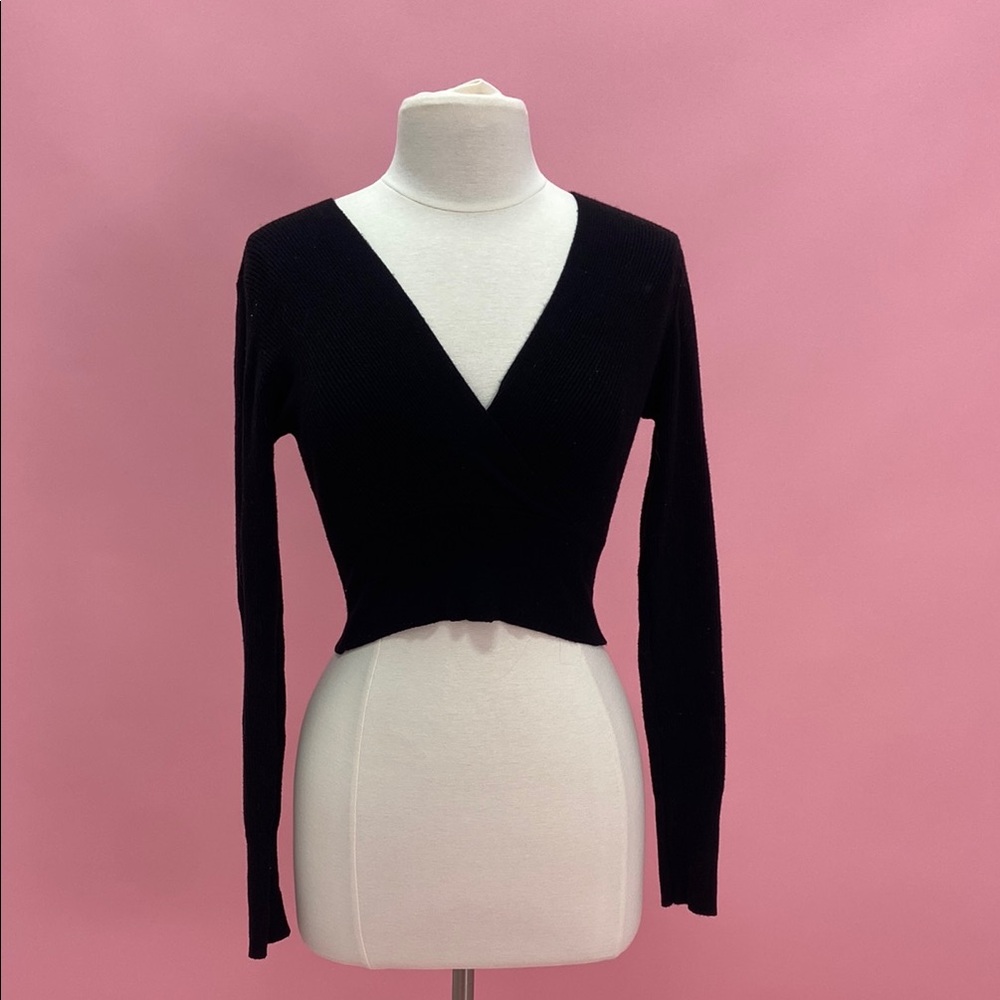Lizard Thicket Black Fitted Crop Blouse
